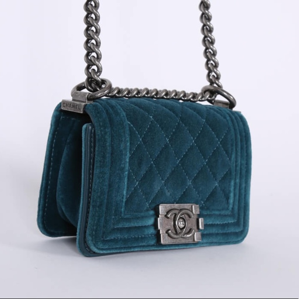 Chanel mini small blue velvet boy bag - Picture 1 of 1